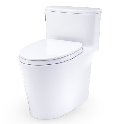TOTO Aurora 1G One-Piece Elongated 1.0 GPF WASHLET+ and Auto Flush Ready Universal Height Toilet with CEFIONTECT and SS124 SoftClose Seat, Cotton White - MS686124CUFG#01