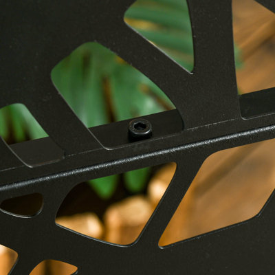 Barrière de clôture décorative en treillis 6,5 pi Jardin et cour. Motif torsadé, acier, noir, transparent