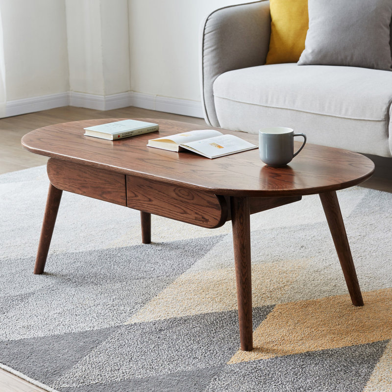Console 100% chêne de qualité - construction stable, rangement pour tiroirs, table basse ovale en bois massif multi-usages avec tiroirs en chêne, et assemblage facile