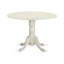 L'ensemble de 3 tables de salle à manger modernes comprend une table ronde en bois avec Dropleaf et 2 chaises de salle à manger rembourrées en tissu de lin, 42 x 42 pouces, blanc lin-1826268896-1826268897-1826268903