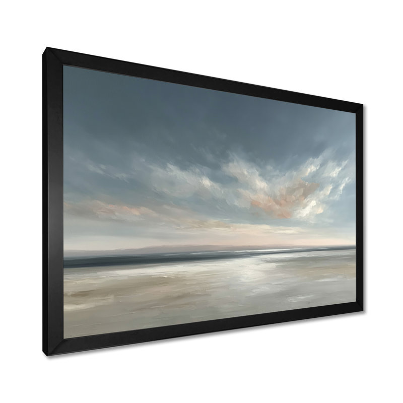 Alysse - plage, reproduction d'art sur toile, bord de mer blanc, H 12 po x l 20 po, Reproduction encadrée, Noir