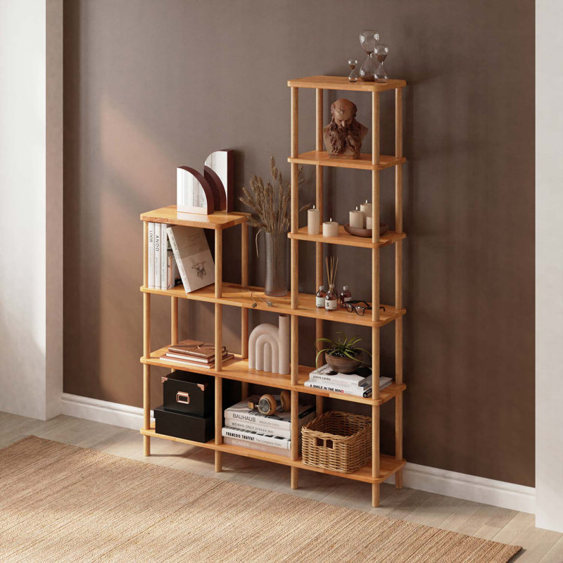 Solid Wood Bookcase With Open Shelves, Modern Bookshelf