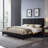 [Ship To Canada Only] King-Size Upholstered Platform Bed Frame With Contemporary Tufted Waffle Stitching, Easy Assembly, Black
