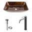Lavabo de salle de bain rectangulaire en verre avec robinet H 10 po L 18 po x l 13 po x H 4 po Donatello-44789929-44823661