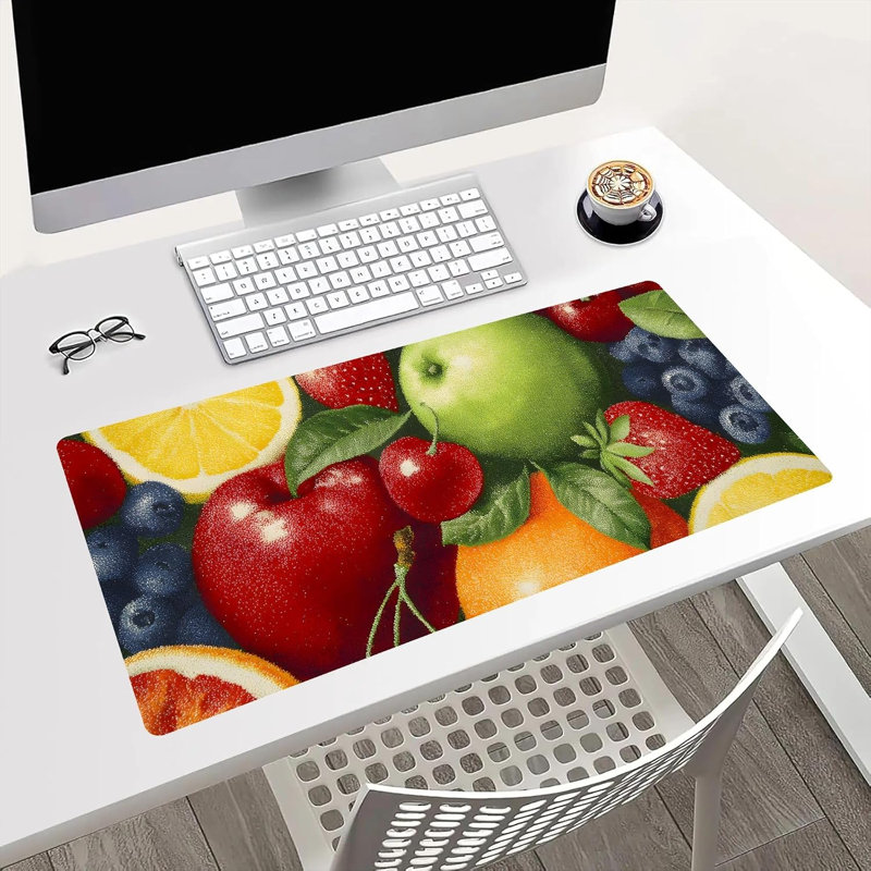 Tapis de souris aux fraises Fruits, tapis de bureau étendu, décor de bureau festif, 40 x 80 cm