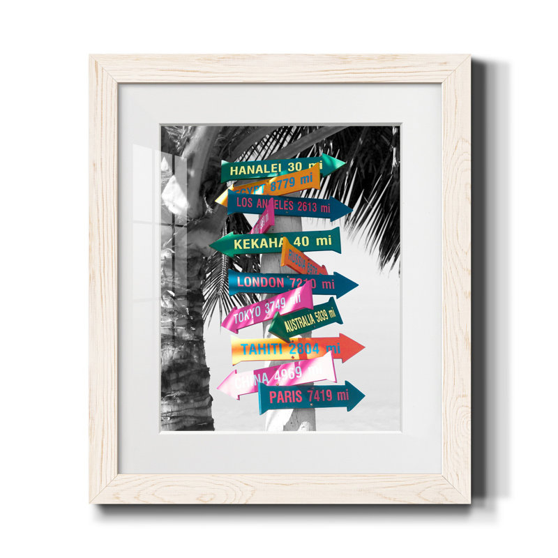 Mission Beach - impression d'art graphique, Papier encadré blanc, H 20 po x l 17 po x P 1 po, Blanc