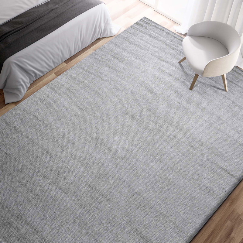 Silk Abstract Area Rug in Silver, Rectangle 9' x 12'