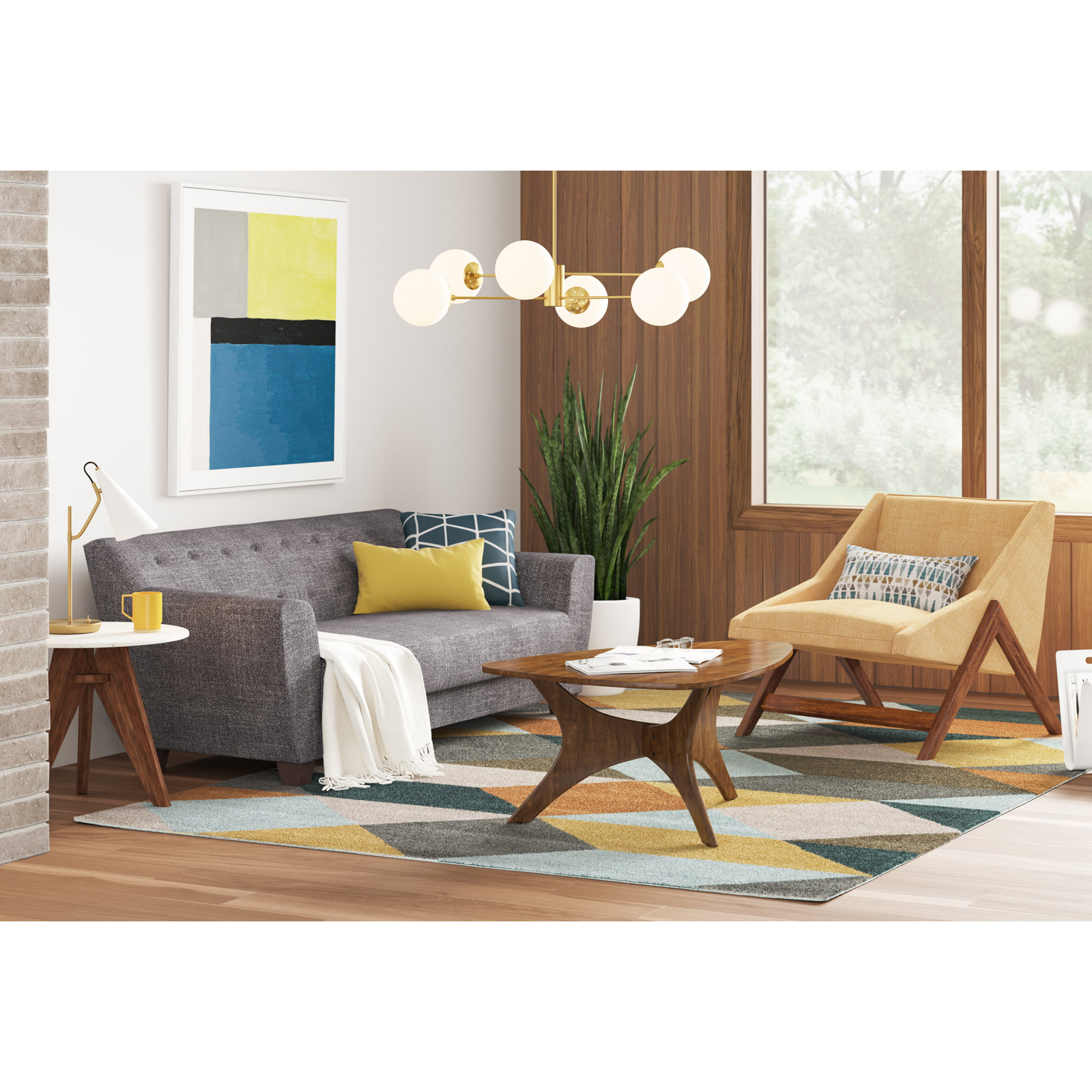 Glint 6 - Light Dimmable Sphere Chandelier, Satin Brass