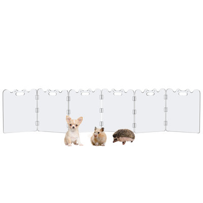 6-Panel Clear Acrylic Freestanding Pet Gate, No-Drill Pressure Mounted Adjustable Width for Doorways Hallways Stairs