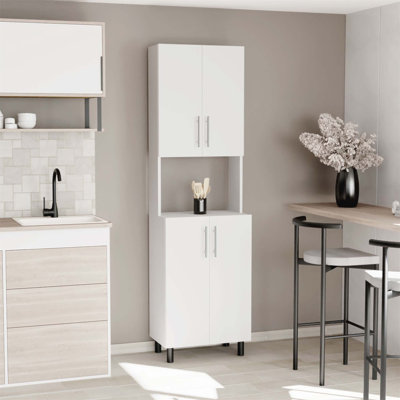 Armoire de rangement à double porte avec huche et 5 tablettes Linden de 76,8 po de hauteur Linden