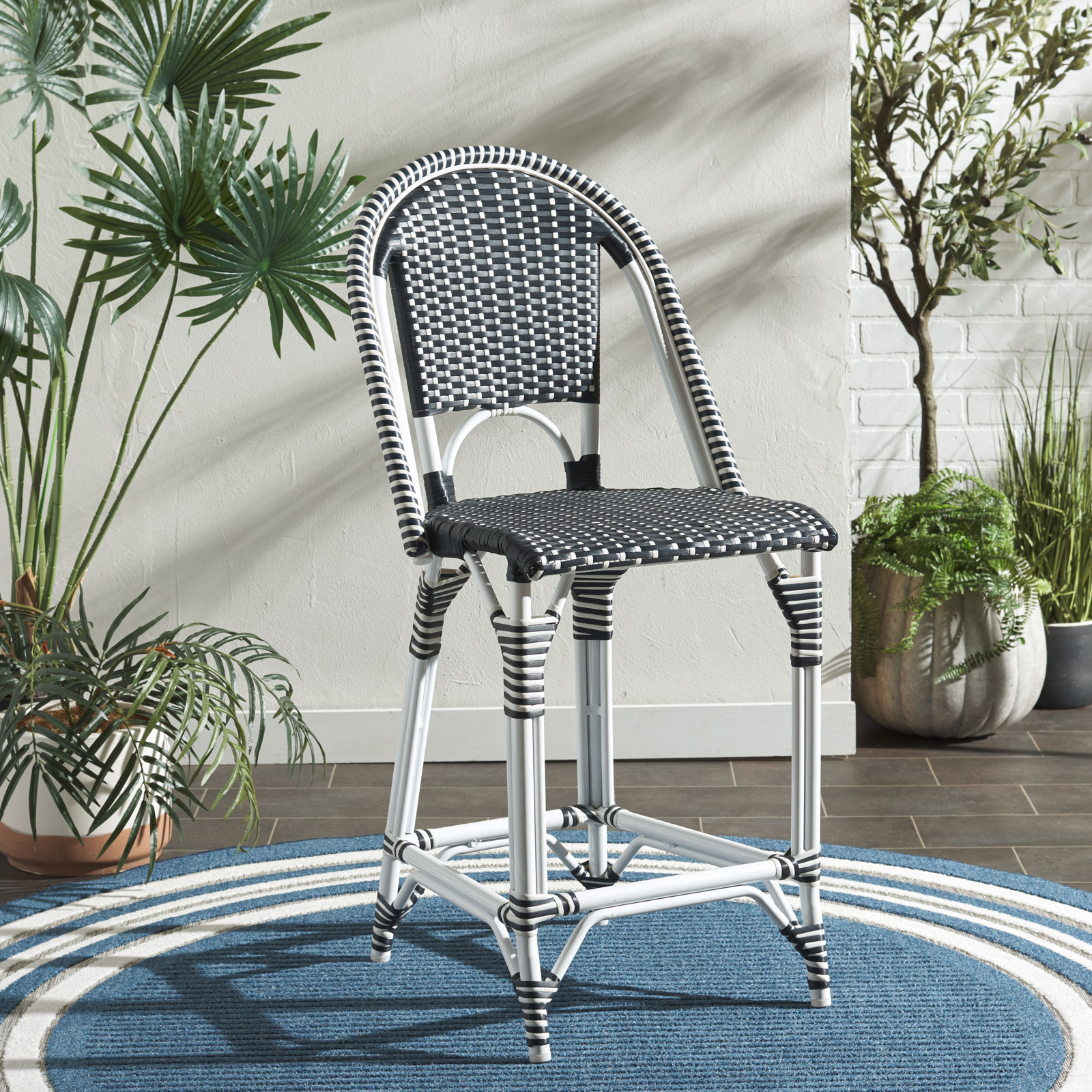 Kesa Patio Bar Stool, Navy / Navy / White