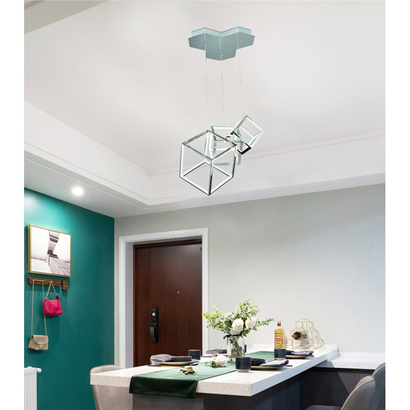 Lustre 36 lumières DEL en nickel et aluminium avec diffuseurs en silicone blanc, Nickel
