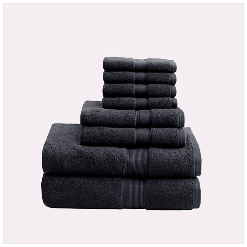 Ensemble de 8 valises pour chambre d'amis 100% coton, Noir