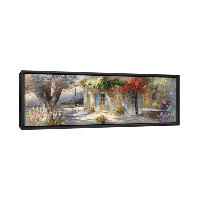 « gardino ii », reproduction sur toile, H 12 po x l 36 po x P 1,5 po, Toile avec cadre noir