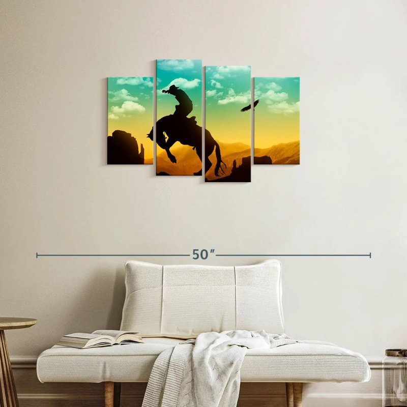 Lelar Eagle And Cowboy, 22" H x 36" W