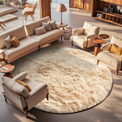 Plush Round Area Rug, Soft Fuzzy Shag Rug for Bedroom Living Room Balcony, Fluffy Carpet for Home Decor, Non-Slip Cozy Decorative Rug.