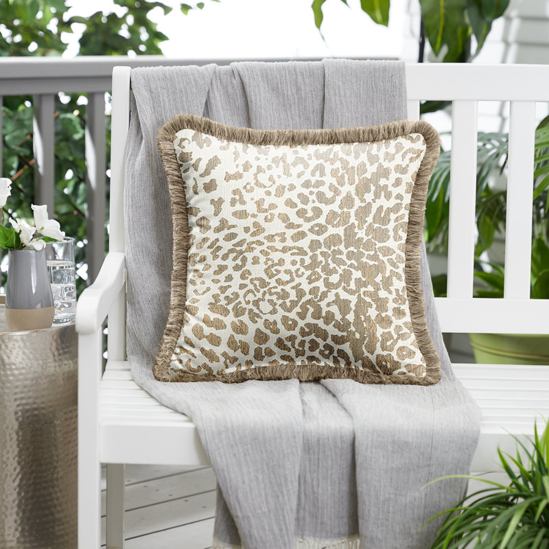Fringed Outdoor Throw Pillow