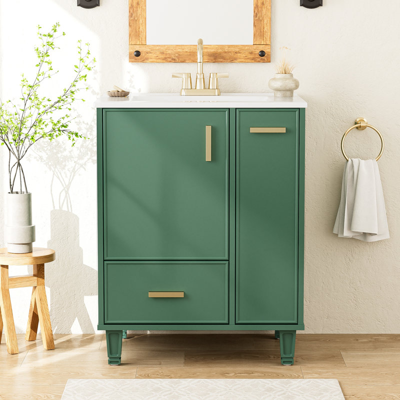 Meuble-lavabo de salle de bain avec lavabo, Vert