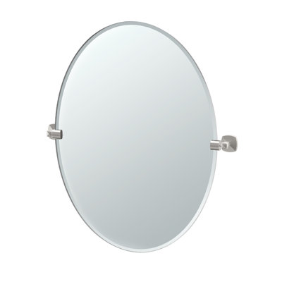 Jewel Wall Mount  Frameless Oval Bathroom Vanity Mirror | Pivots and Beveled Mirror