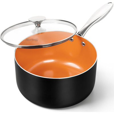 Casserole de 4 pintes avec couvercle, casserole antiadhésive avec revêtement en céramique