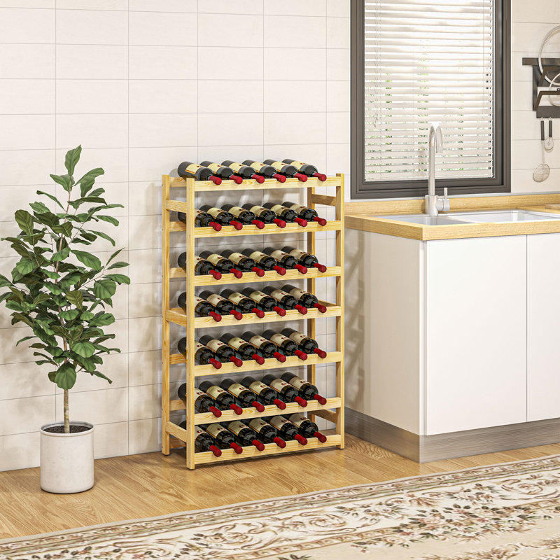 Iolanthe 42 Bottle Solid Wood Multi-tiered Wine Bottle Rack Beige