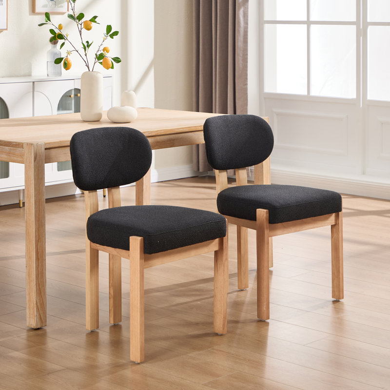 Ensemble de 2 chaises de salle à manger rembourrées en bois et tissu moderne, Noir