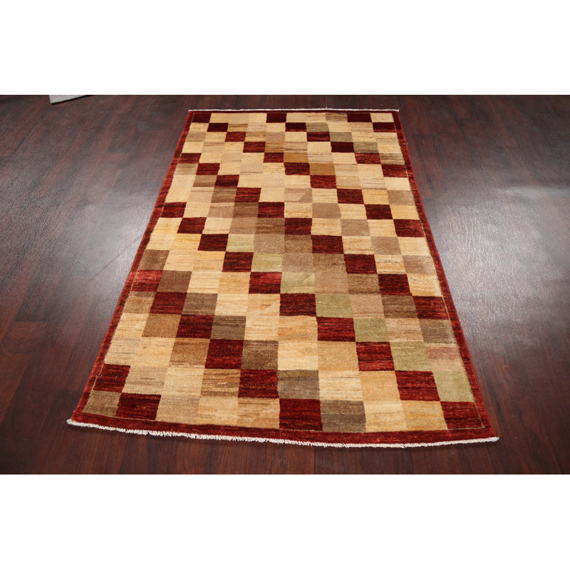 Tapis multicolore noué à la main 3 pi 8 po x 5 pi 9 po One-of-a-Kind