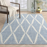 River Geometric Handmade Flatweave Area Rug