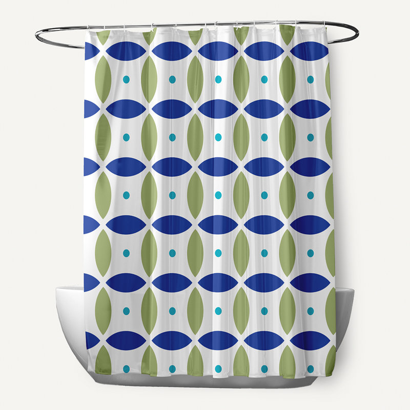 Geometric Shower Curtain, Dazzling Blue