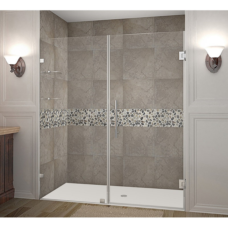 Nautis GS 72" H Hinged Frameless Shower Door, Chrome
