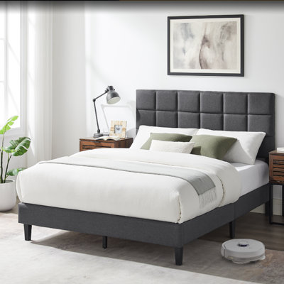 Tyseana Contemporary Modern Upholstered Platform Bed with Adjustable Headboard