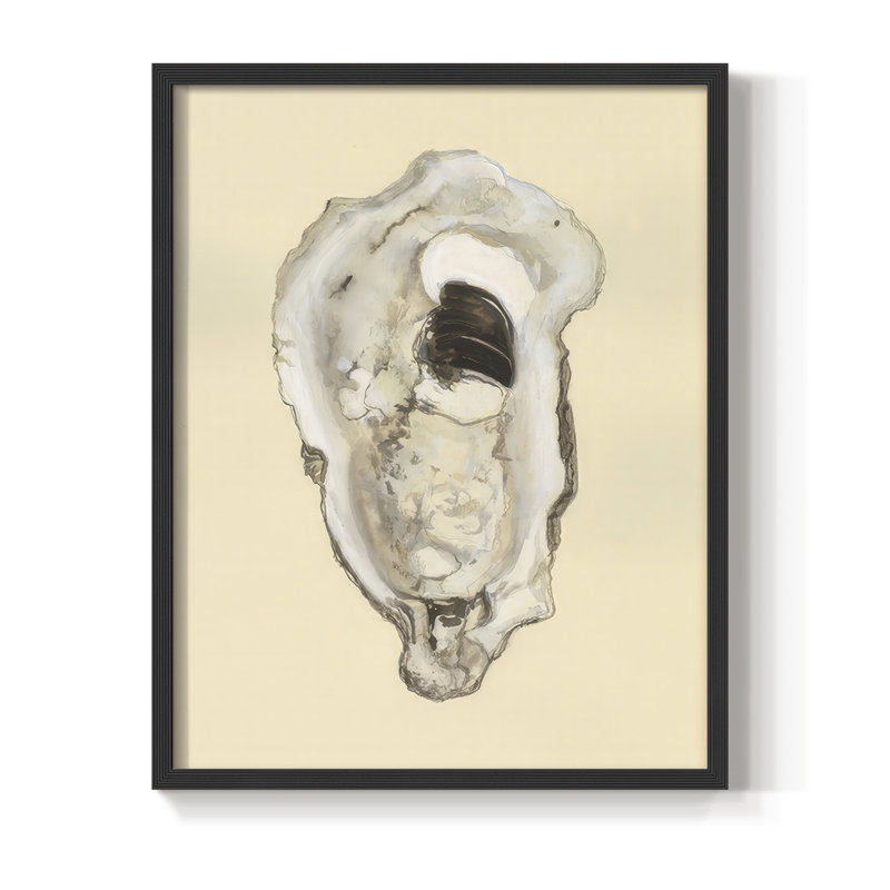 Impression encadrée sépia Oysters III - bois massif, H 15 po x l 12 po, Noir, noir, noir, noir