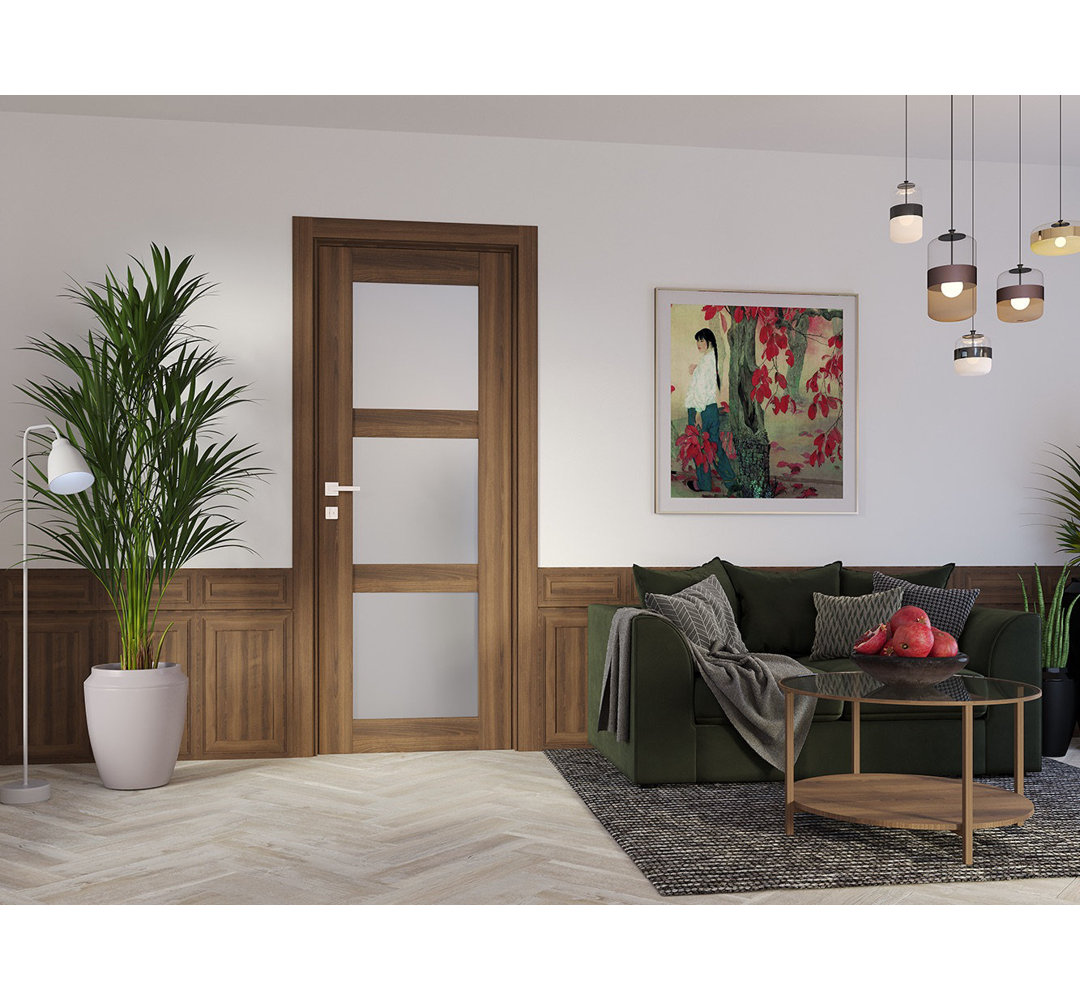 Avon 3 Lite DIY-FRIENDLY Solid Manufactured Wood And Glass Paneled Single Prehung Door Belldinni 