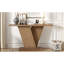 Console avec placage en bois naturel - Superbe style minimaliste, base en V stable, grand plateau de table, installation facile, capacité de 220 lb, brun, profondeur de 59,6 po, largeur de 14,26 po, hauteur classique de 34,36 po-1376624242