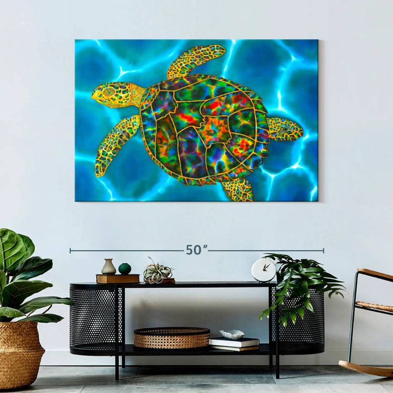 Brampt Rainbow Opal Sea Turtle, 32" H x 48" W
