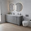 Ensemble de meuble-lavabo double 72 po, structure en bois massif avec plateau en pierre reconstituée, tiroirs à fermeture en douceur et armoires de rangement, gris-1561332053