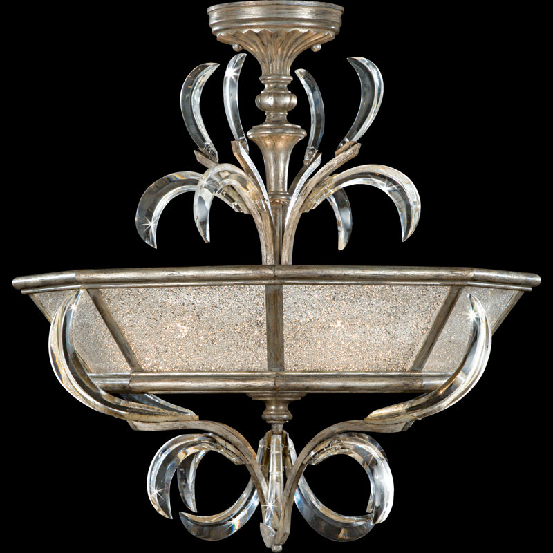 Plafonnier semi-encastré rond biseauté 26 po, Feuille d'argent