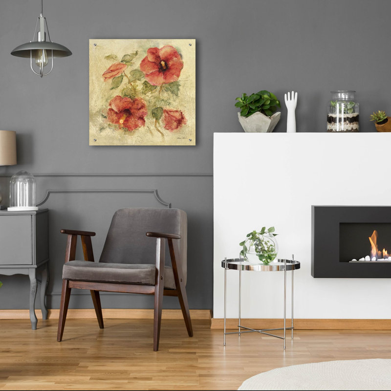 «Soft Hibiscus 1» par Cheri Blum, art mural en verre acrylique, H 24 po x l 24 po x P 0,2 po