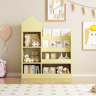 Practical Kids Wooden Bookshelf and Toy Storage Organizer with Multiple Compartments and Baskets, Ideal for Keeping Children