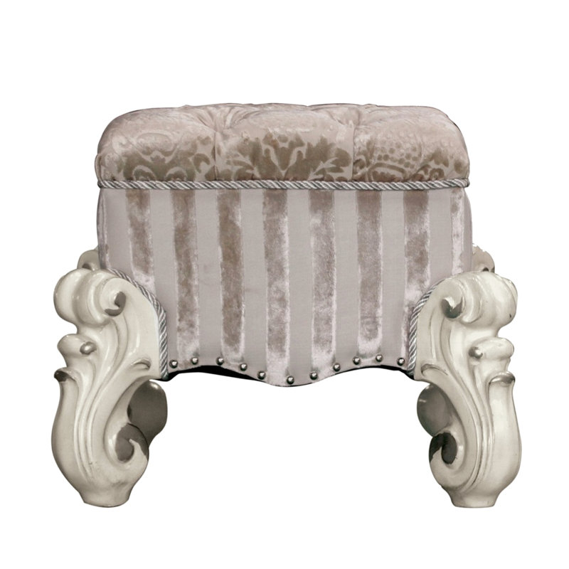 Chaise de meuble-lavabo de chambre à coucher avec garniture tissée élégante et base élégante en bois blanc