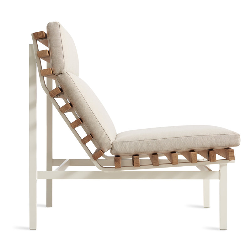 Perch Outdoor Teak Chaise Lounge, Sunbrella Linen, Charcoal