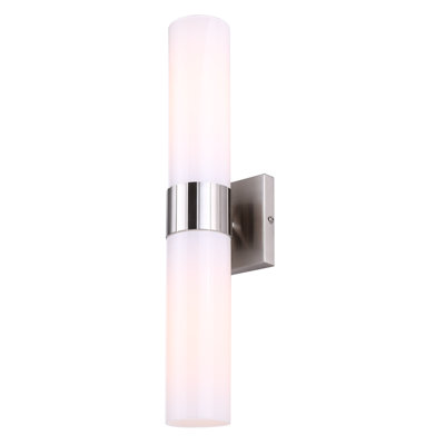 Nias 4,5 po Applique murale 2 lumières chromées avec abat-jour en verre opale
