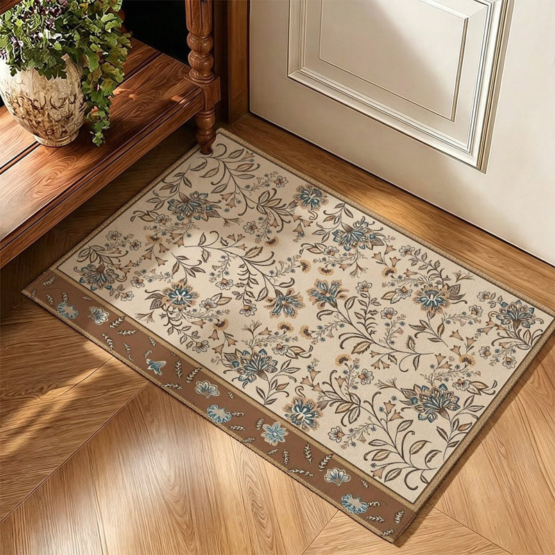 Tapis neutre Neutre à motif floral rétro 120 x 80 cm