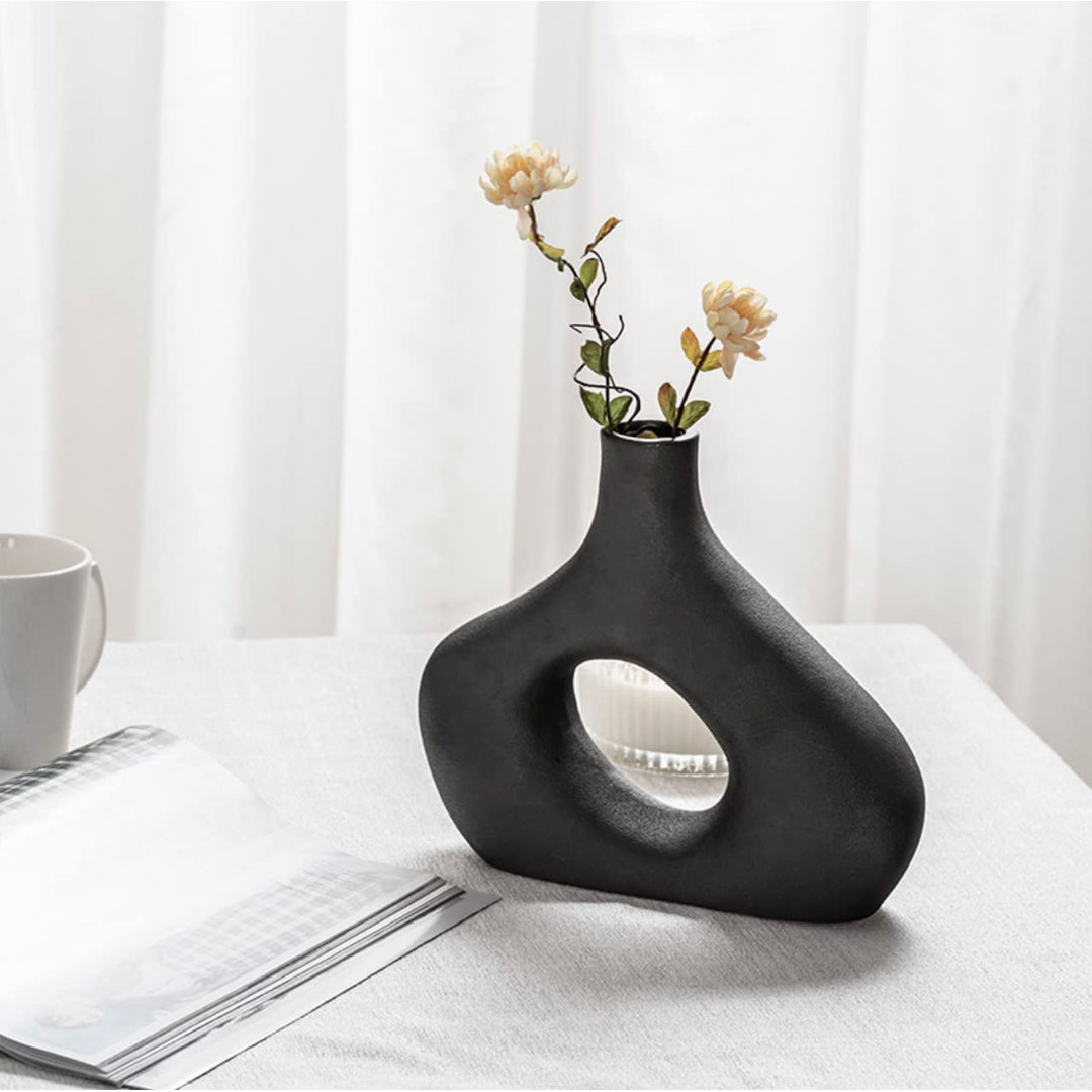 White Donut Vase Ceramic Vase For Pampas Grass
