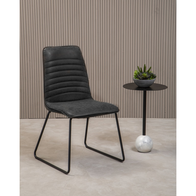 Heinrick 43cm H Tufted Upholstered Side Chair, Black