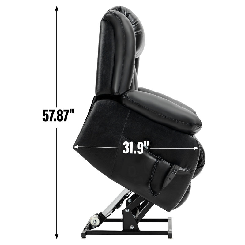 Dual Motor Infinite Position Up To 350 LBS Electric Medium Size Brown Power Lift Recliner Chair With 8-Point Vibration Massage And Lumbar Heating