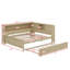 Lit de jour en bois pleine grandeur avec tablettes de rangement pratiques et lit gigogne escamotable