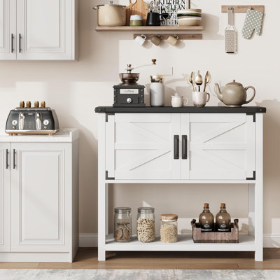 Farmhouse Entryway Table With 2-Door Cabinet