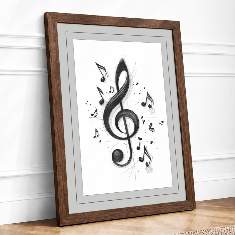 Rising Notes Modern - Framed Print, A1 - 84.1 x 59.4 cm, Walnut