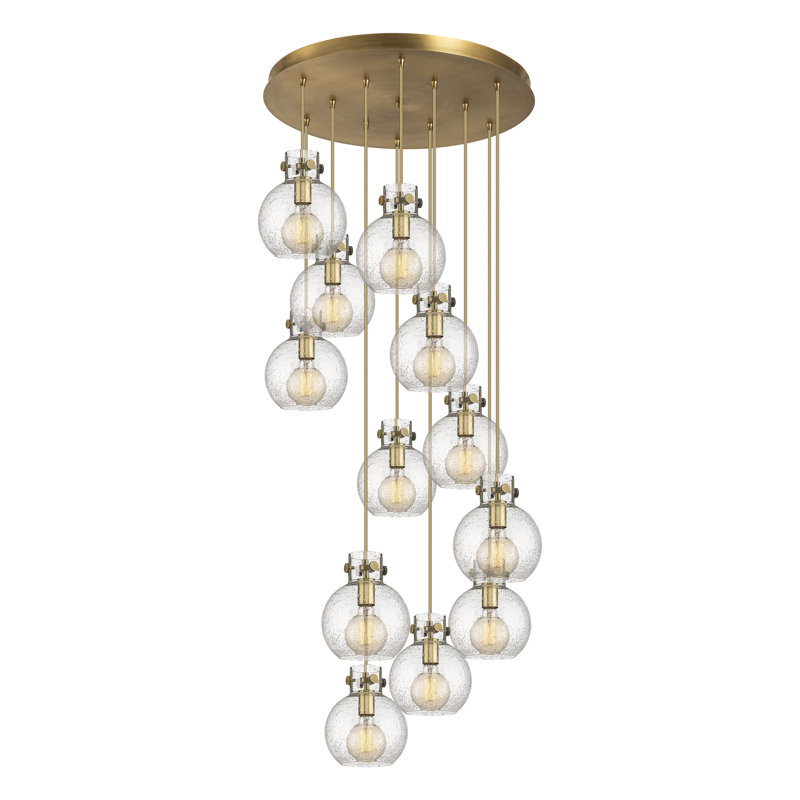Luminaire suspendu sphère 12 lumières Amrith, Laiton brossé, Bullé